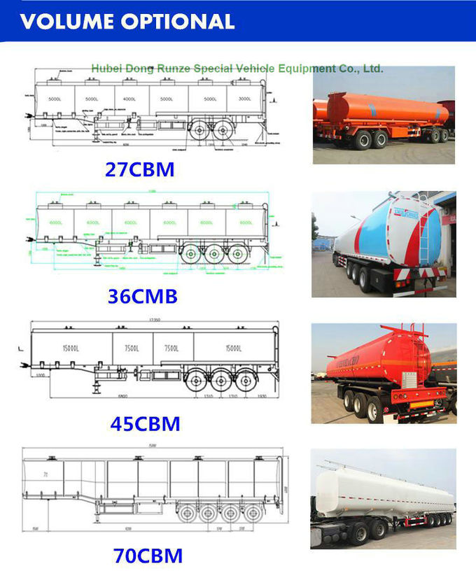 50 -55Cbm 3 Achsen-Edelstahl-Tanker-halb Anhängeröl, Diesel, Benzin, Kerosin 50KL - Liter 55K
